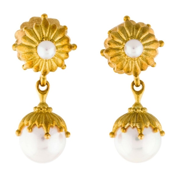 Paul Morelli Jewelry - PAUL MORELLI 18K Yellow Gold Pearl Flower Earrings